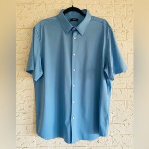 Theory Men's Irving Light Blue Structure Knit Down Shirt